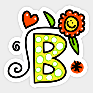 Letter B abc monogram hand drawn colorful alphabet Sticker